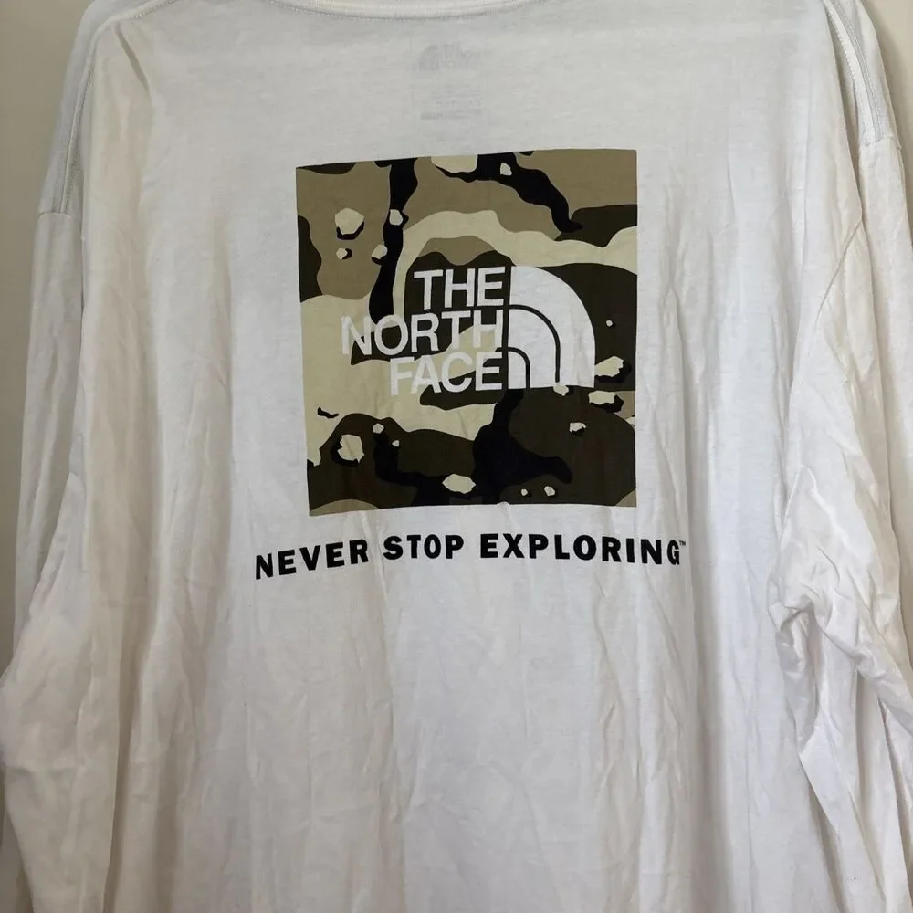 The North Face Men’s XXL White Tshirt Camo Graphic Long Sleeve